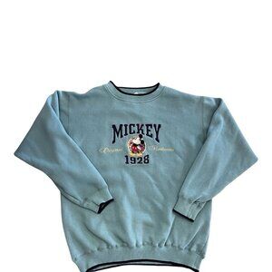 Vintage Disney Mickey & Co Sweatshirt "1928" Pullover Teal 90s Y2K Size XL